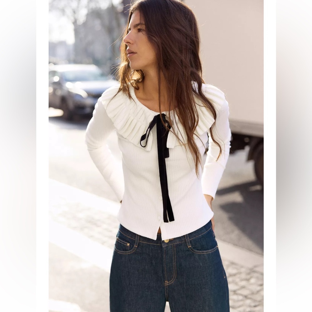 Zara Tie- Neck Knit Jacket